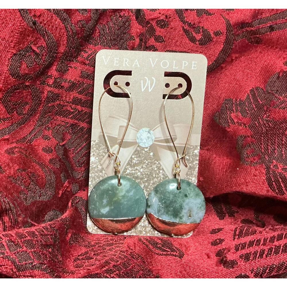 Green and Gold Drop Earrings